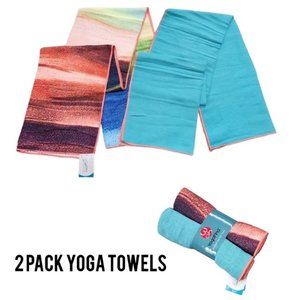 YOGAFINA YOGA TOWELS MAT TOWELS 2 PACK ORANGE BLUE